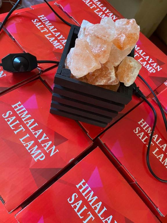 Authentic Himalayan Salt Lamp w/ Cage 1.2kg originated in Pakistan, Furniture & Home Living