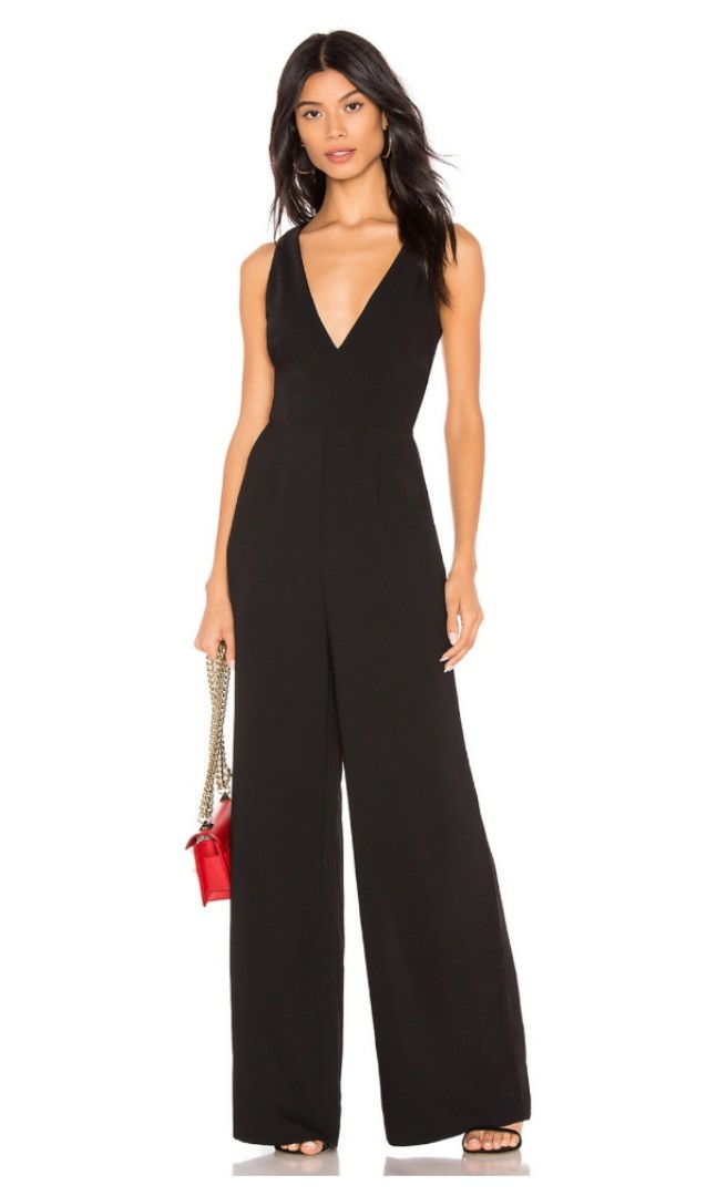 BN Aijek Black Deep V neck Jumpsuit Women s Fashion Dresses