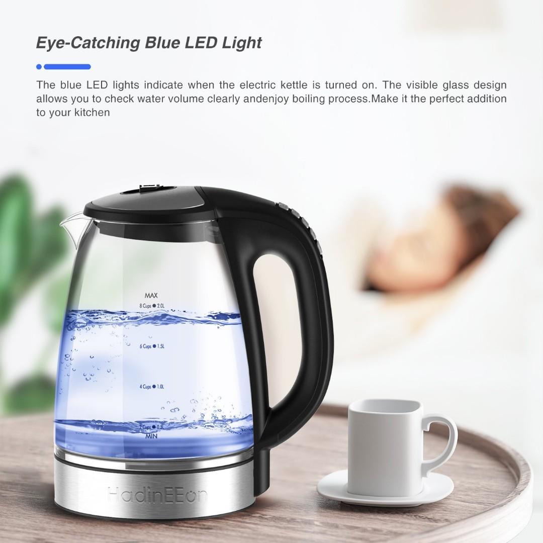 Variable Temperature Electric Kettle, 1200W Electric Tea Kettle, 8 Big Cups  2.0L Glass Electric Kettle with 4Hrs Keep Warm Function & Boil-Dry