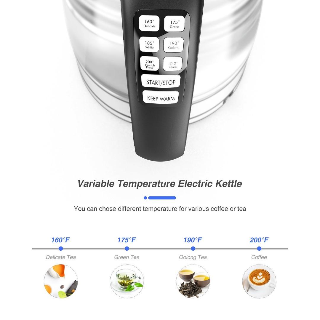 HadinEEon 2.0L Electric Tea Kettle Glass Kettle, 1500W Variable