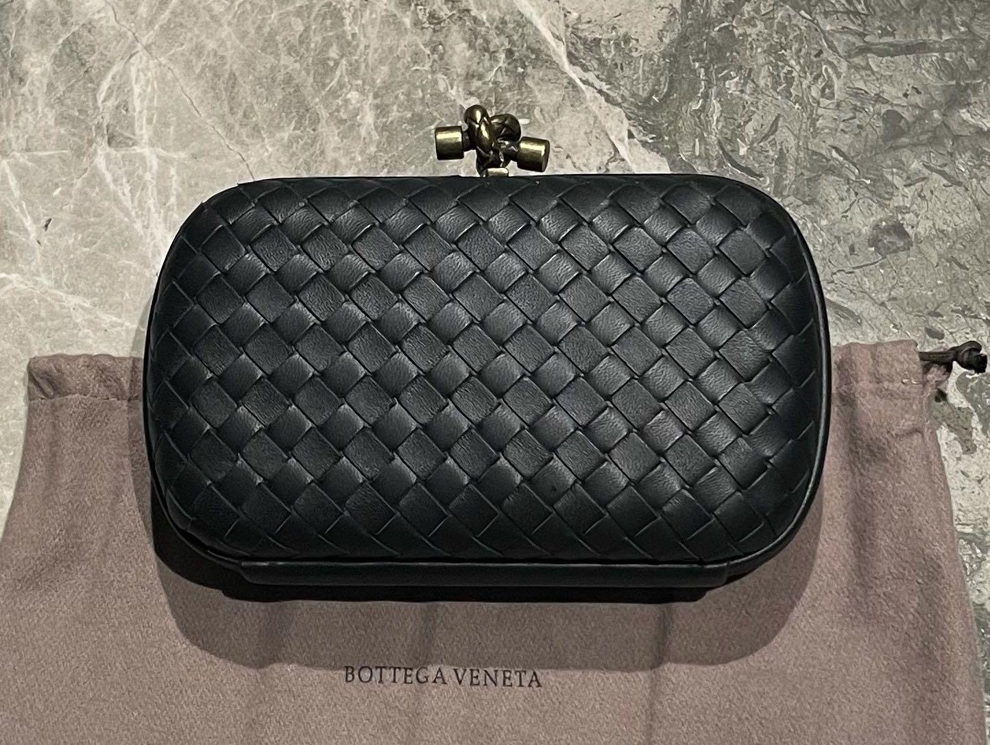 Bottega Veneta Intrecciato Knot Clutch with Chain