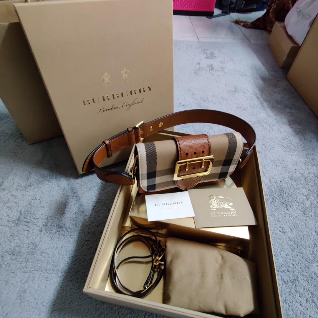 Burberry madison house check embossed bridle belt crossbody, Luxury, Bags &  Wallets on Carousell