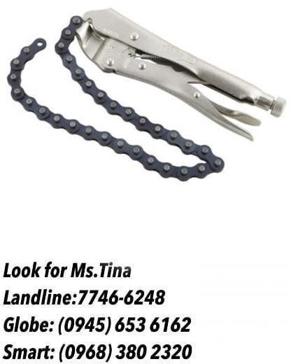 Chain clamp vise grip (Category: Construction Tools & Equipment) located in Manila. Submitted by tina.sales (Listing ID 1106076817, Image 1). Description: Chain clamp vise grip Code: TP-2110 PRICE: 681 ROBART CONSTRUCTION SUPPLIES ( BIR ACCREDITED ) Manila Office : 1405 Yuseco St. Sta Cruz Manila ☎ Contact Us Now: Landline: (02) 7746-6248 ,7002-2872 Globe: 09354127044, (0945) 140 9560 , (0915)5947897 Smart : 09190086400 , 09614485593 Email: robar
