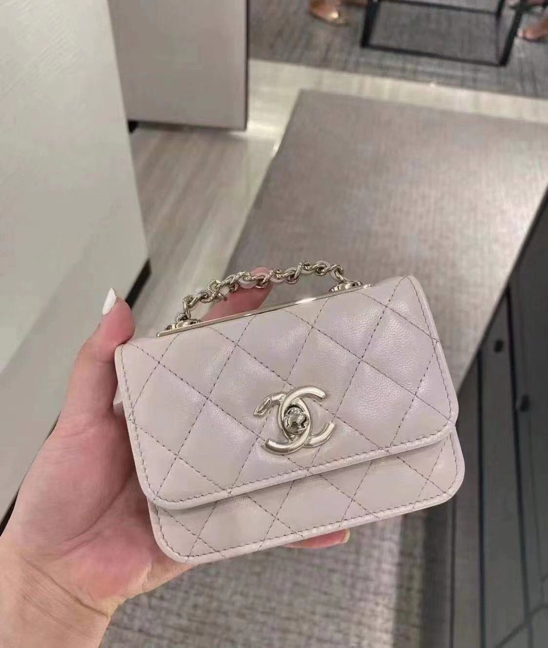 CHANEL Lambskin Quilted Mini Trendy CC Clutch With Chain Black 1253052   FASHIONPHILE