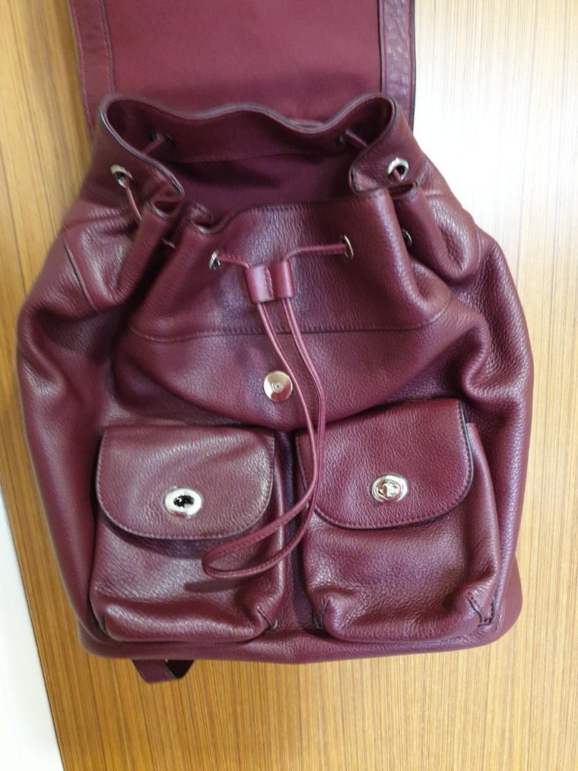 Coach Billie dark red burgundy leather backpack carry back  display picture 3