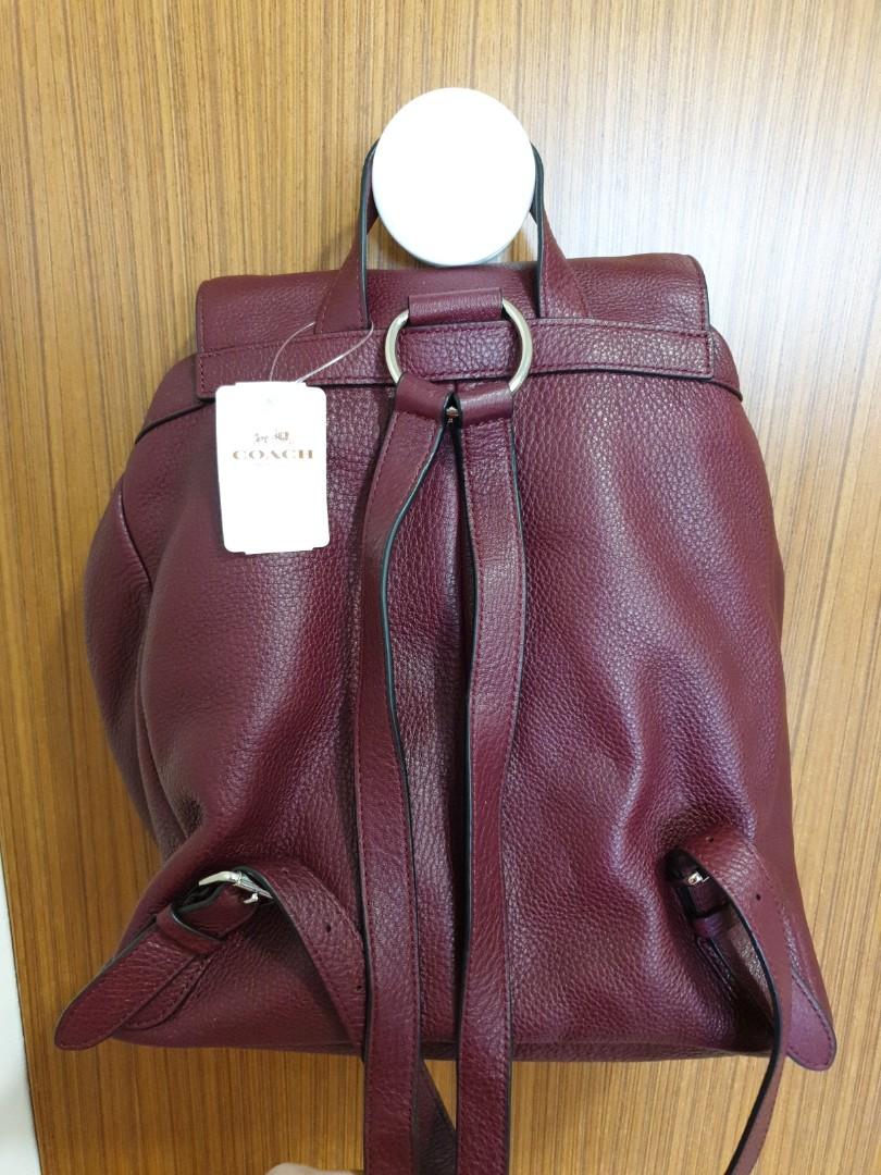 Coach Billie dark red burgundy leather backpack carry back pack
