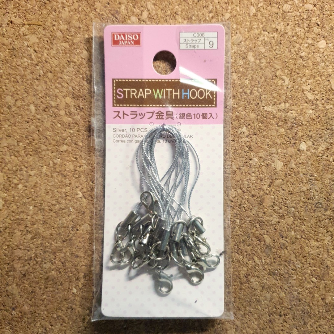 Daiso Strap With Hook (10 pcs), Hobbies & Toys, Stationery & Craft