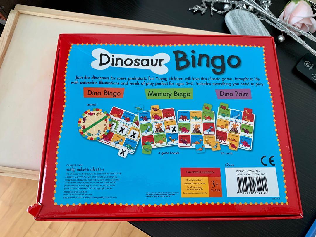 Dinosaur Bingo 4in 1 Board Game, Games for kids children, Hobbies