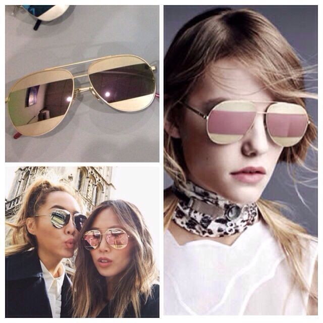Dior Split Gold and Rose Gold Mirror Aviator Unisex Sunglasses