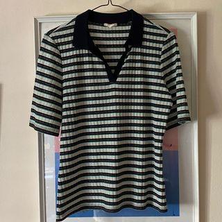 Espirit collared v-neck striped blouse