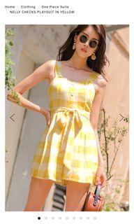 FASHMOB NELLY CHECKS PLAYSUIT IN YELLOW
