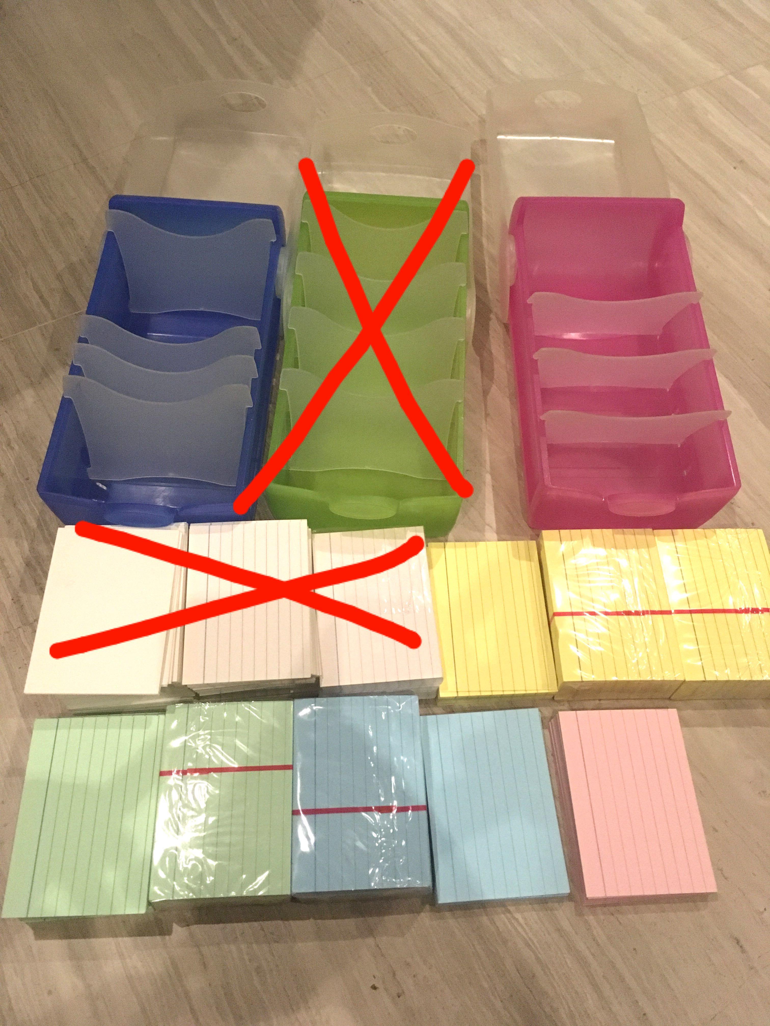 Flash card box + cards for vocabulary drills 2 sets, Hobbies & Toys