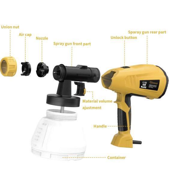 Ginour Paint Sprayer Gun with 1300ml Detachable Container,Ginour 800ml