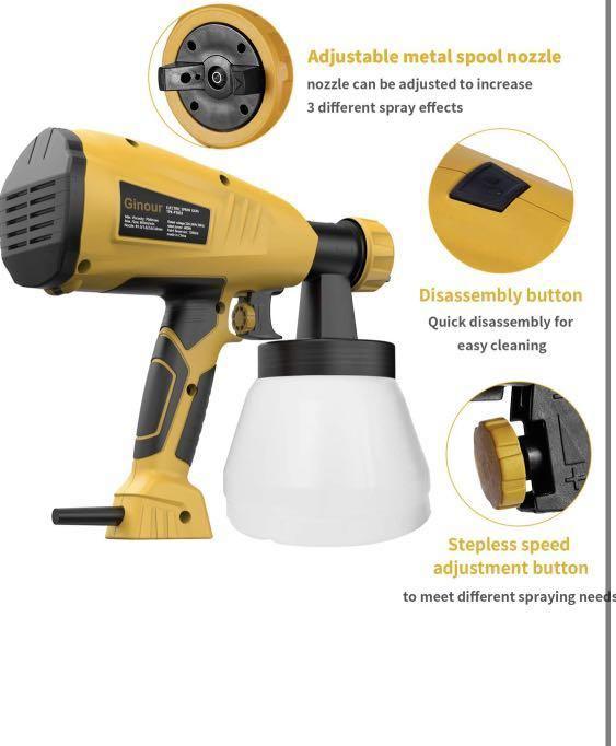 Ginour Paint Sprayer Gun with 1300ml Detachable Container,Ginour 800ml