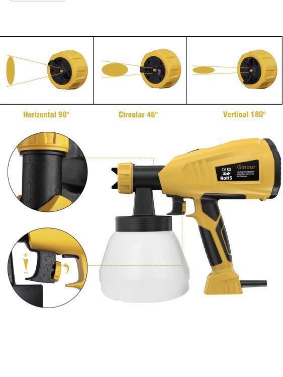 Ginour Paint Sprayer Gun with 1300ml Detachable Container,Ginour 800ml