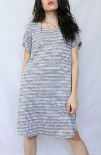 Grey Stripy T-shirt Dress