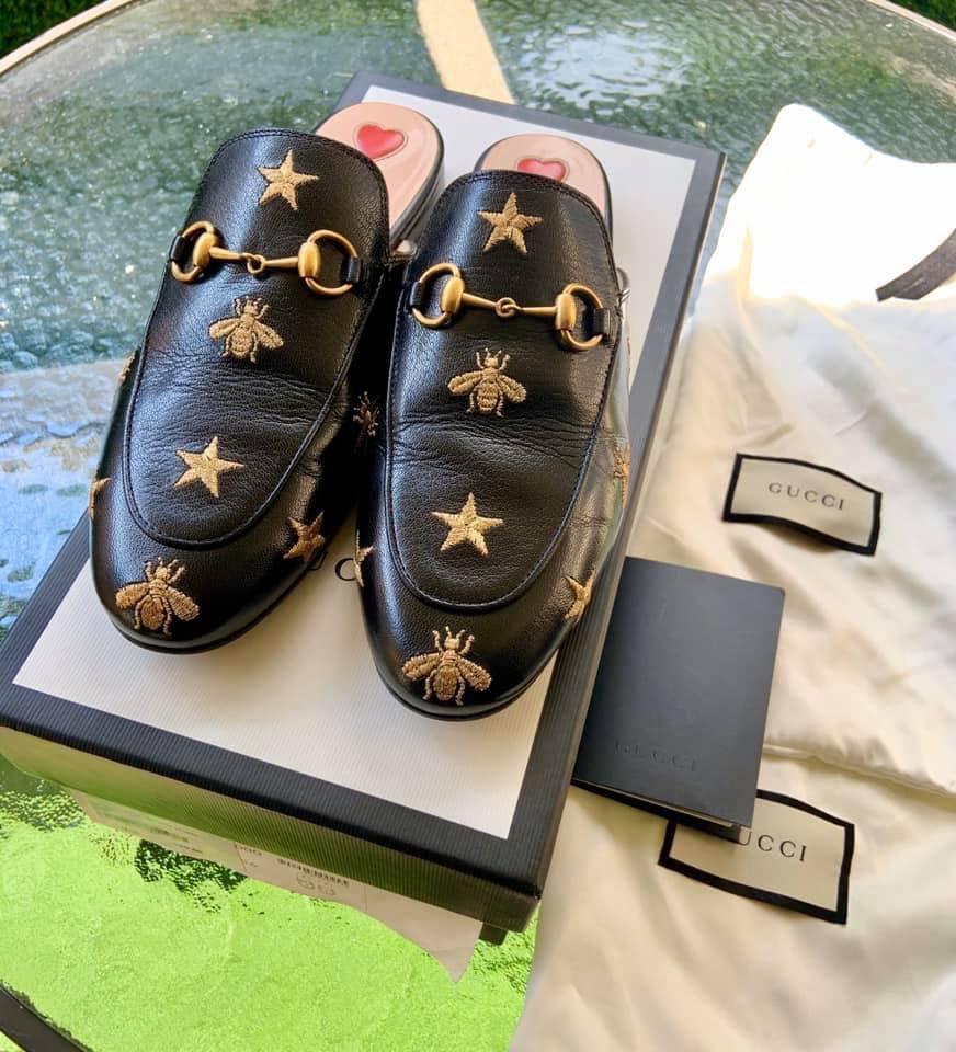 Gucci Princetown Embroidered Mules Women s Fashion Footwear