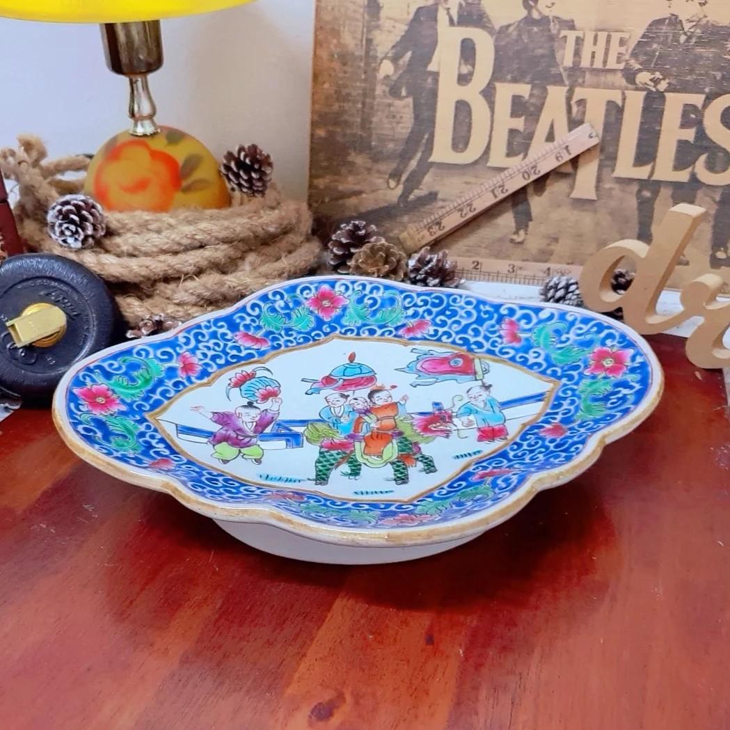 Hand painted vintage & flowers design porcelain plate tray ...