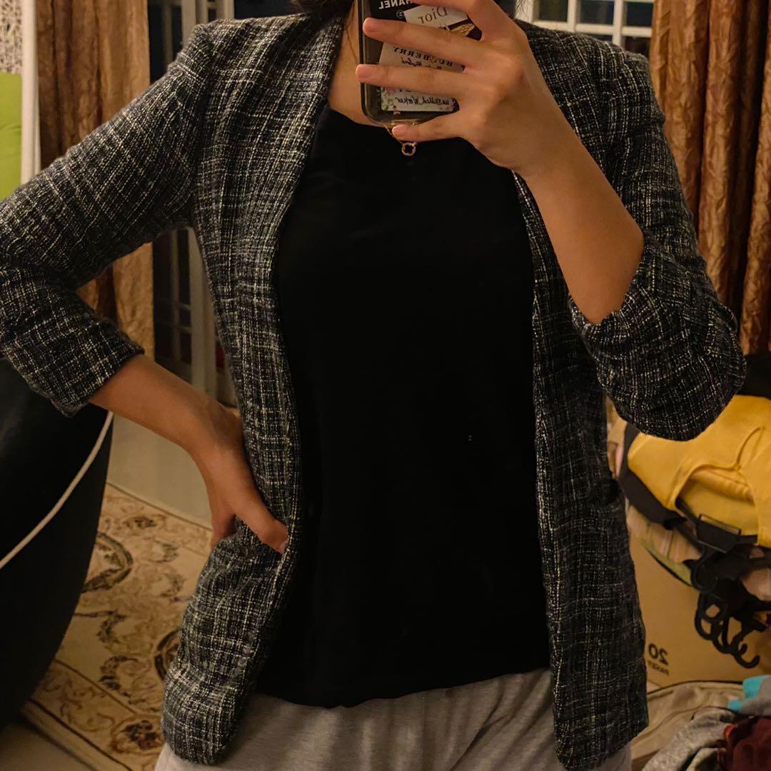 H M Tweed Blazer Women s Fashion Coats Jackets and Outerwear on