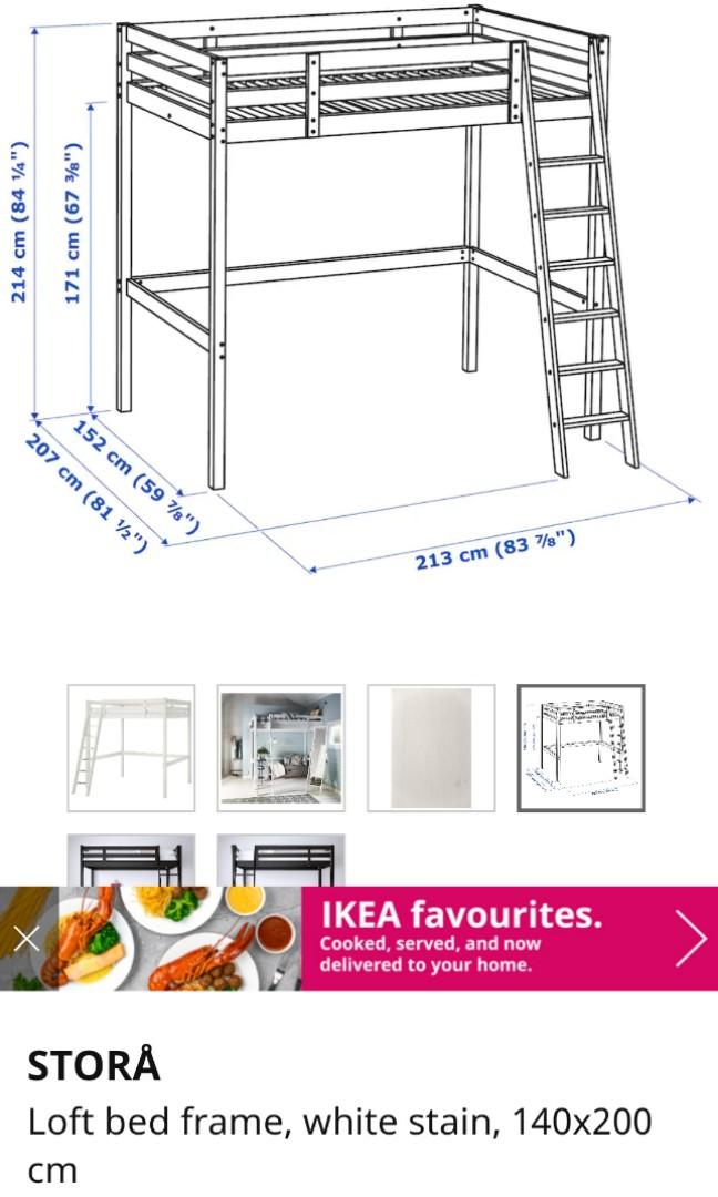 IKEA Stora loft bed with mattress, Furniture & Home Living, Furniture