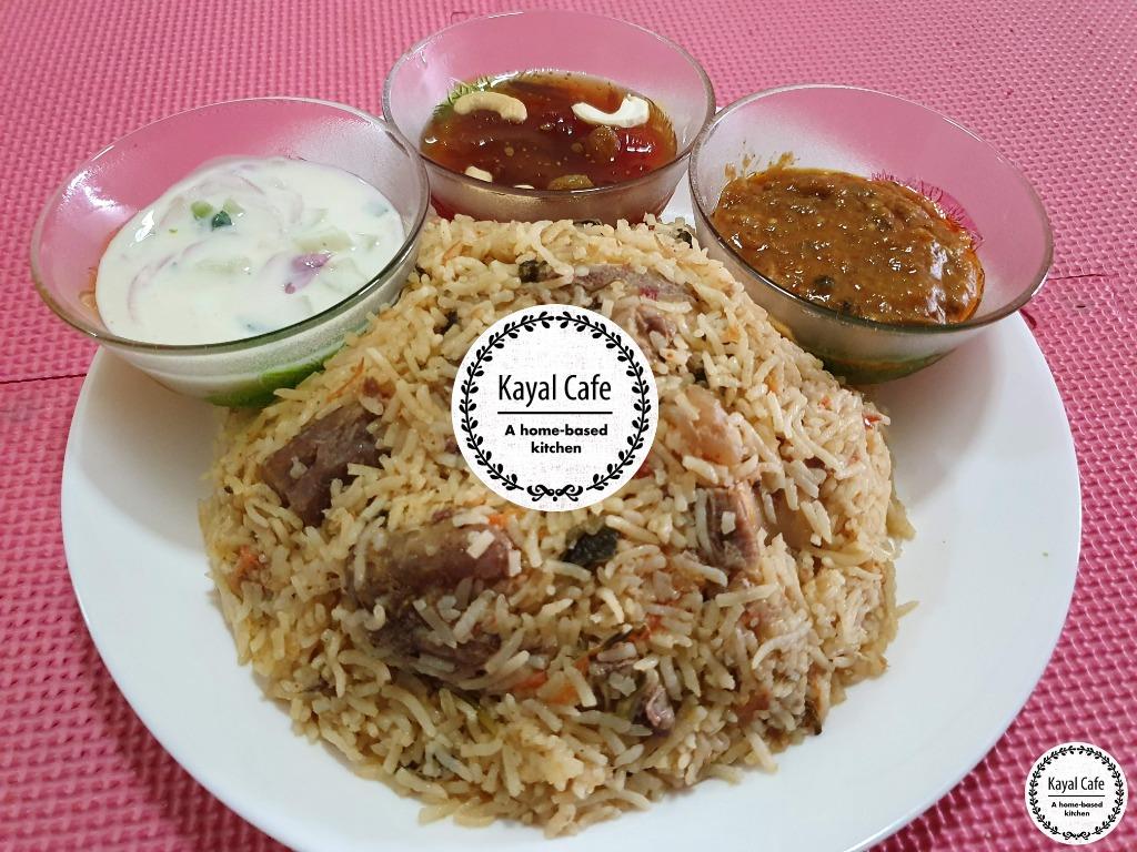 Lamb Dum Biryani with Onion Raita, Tomato Jam and Brinjal Curry