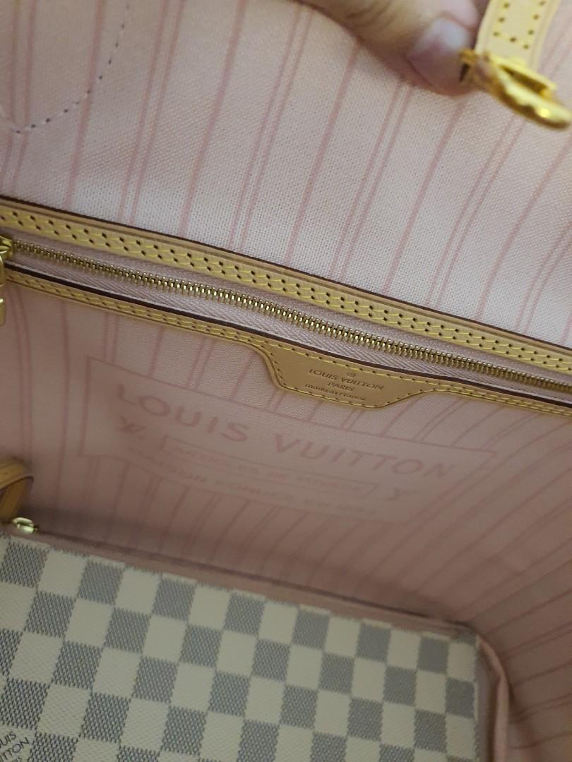 Louis Vuitton, Bags, Authentic Louis Vuitton Neverfull Mm Damier Ebene  Pink Ballerina Lining