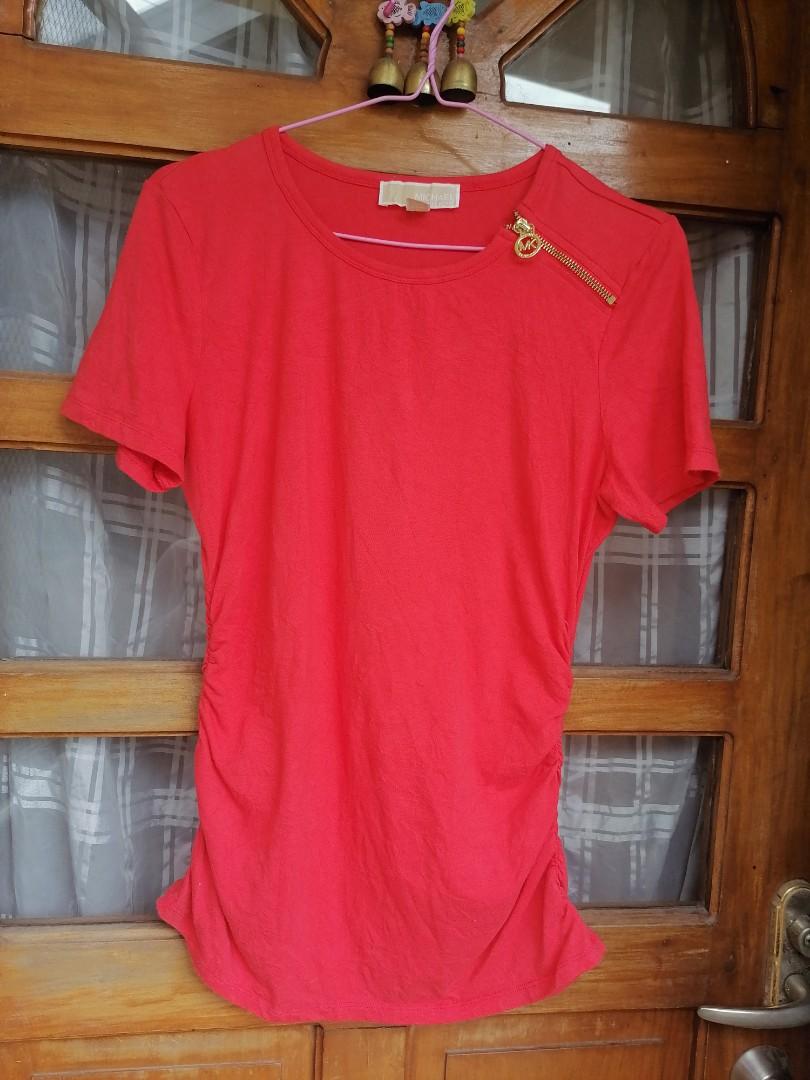 Michael Kors blouse with shoulder zipper and side ruching Women s
