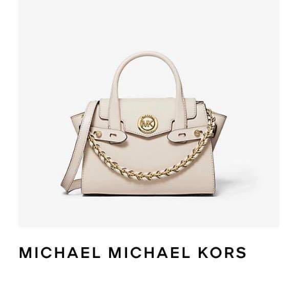 New Michael Kors Carmen Small Saffiano Leather Belted Satchel