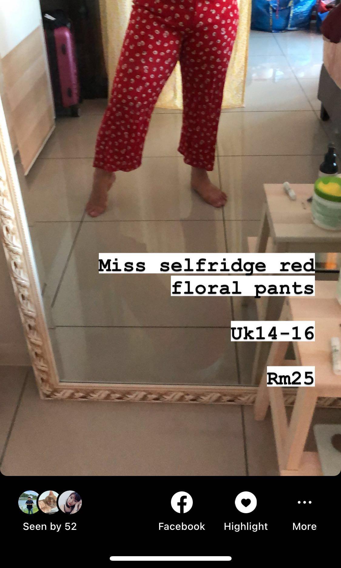 Miss selfridge floral pants uk14-16 