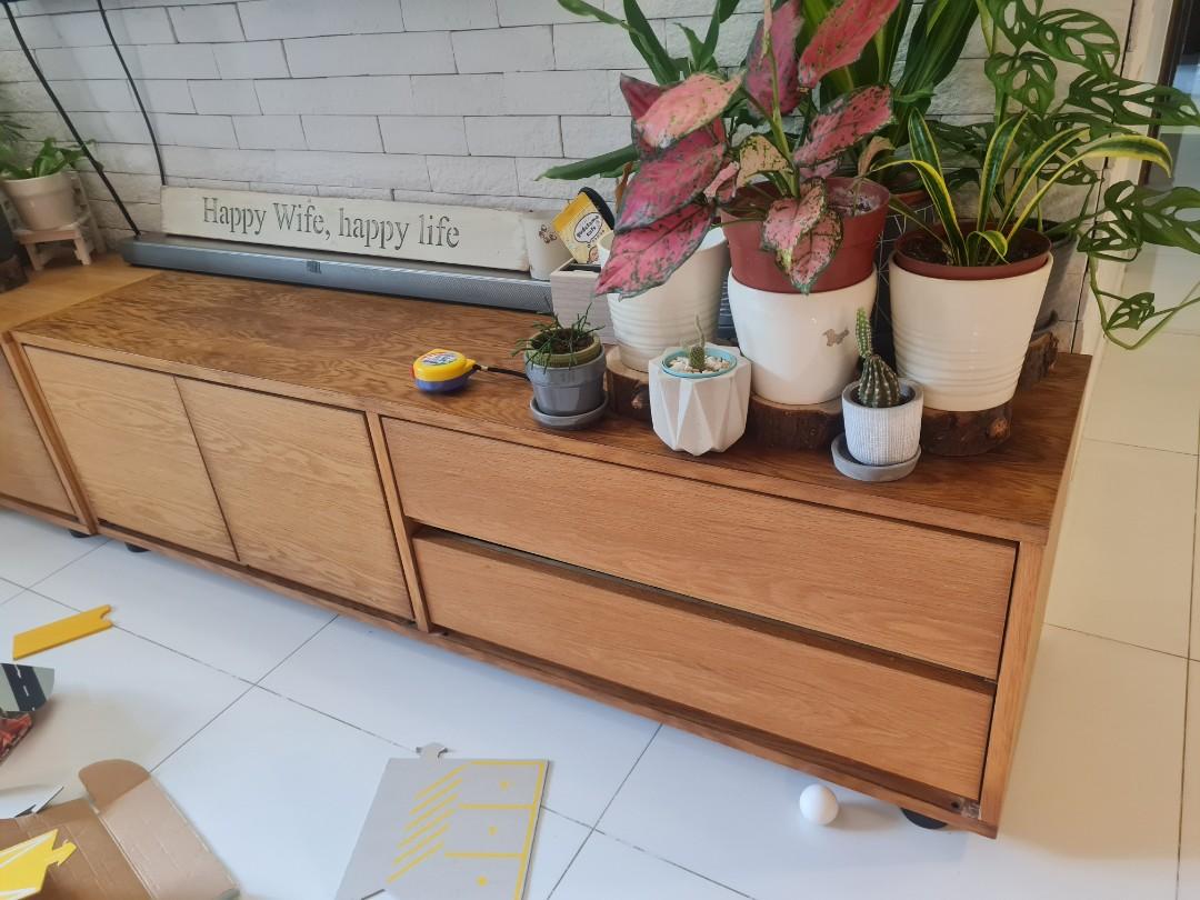 MUJI TV console oak wood and Side drawers, Furniture & Home Living
