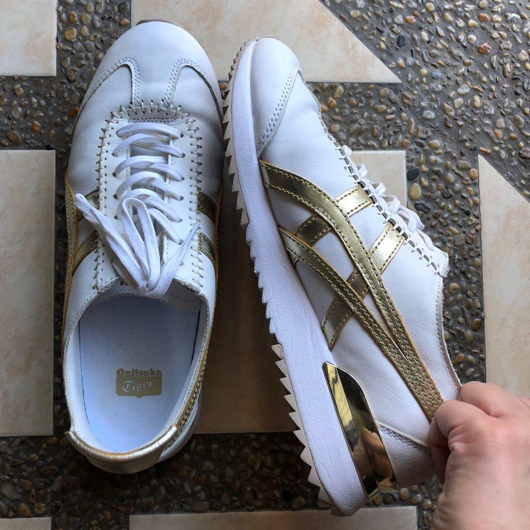 Onitsuka Tiger (white/metallic gold) - limited ed (unisex) (Category: Sneakers) located in Singapore. Submitted by aroundtheworldx (Listing ID 1106054408, Image 3). Description: Authentic Limited edition from Korea! 🇰🇷🇰🇷🇰🇷.