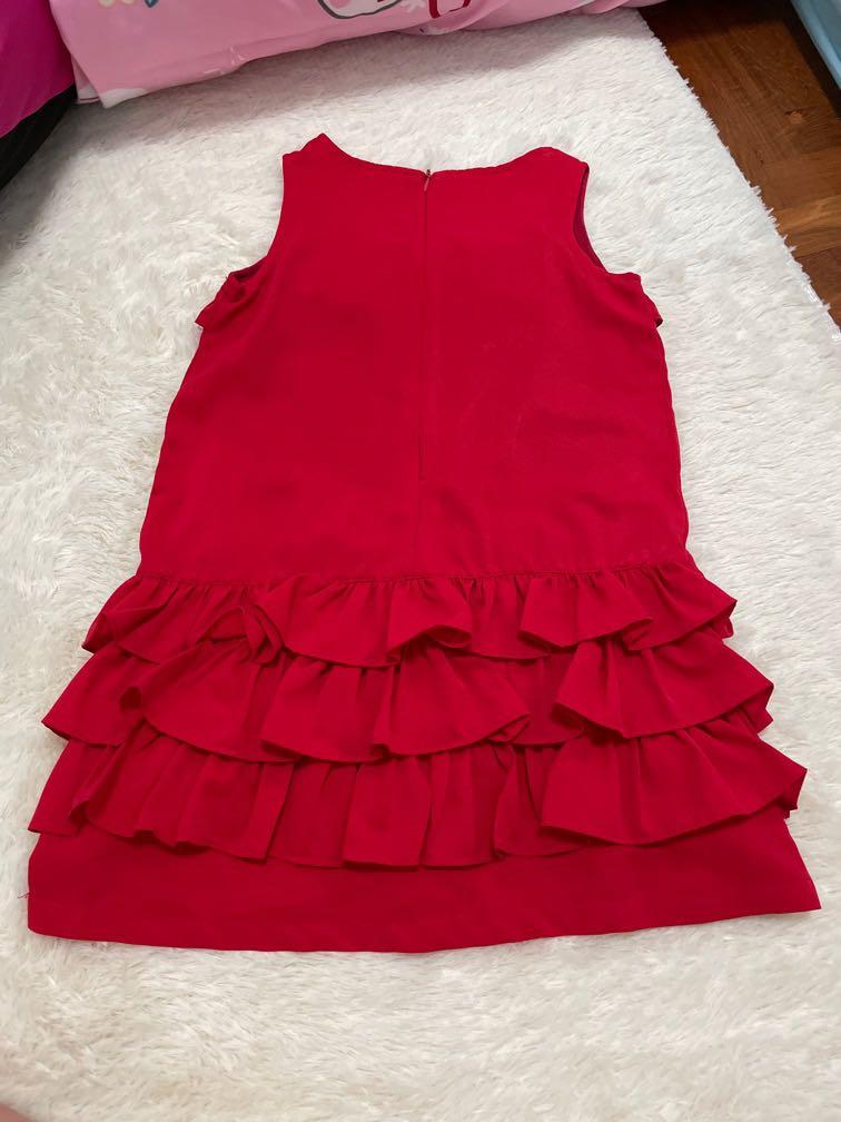 red frill frock