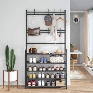 STURDY& DURABLE Metal Coat Hat Clothes Jacket Rack 5 Tier Storage with Hook Free Standing Entryway