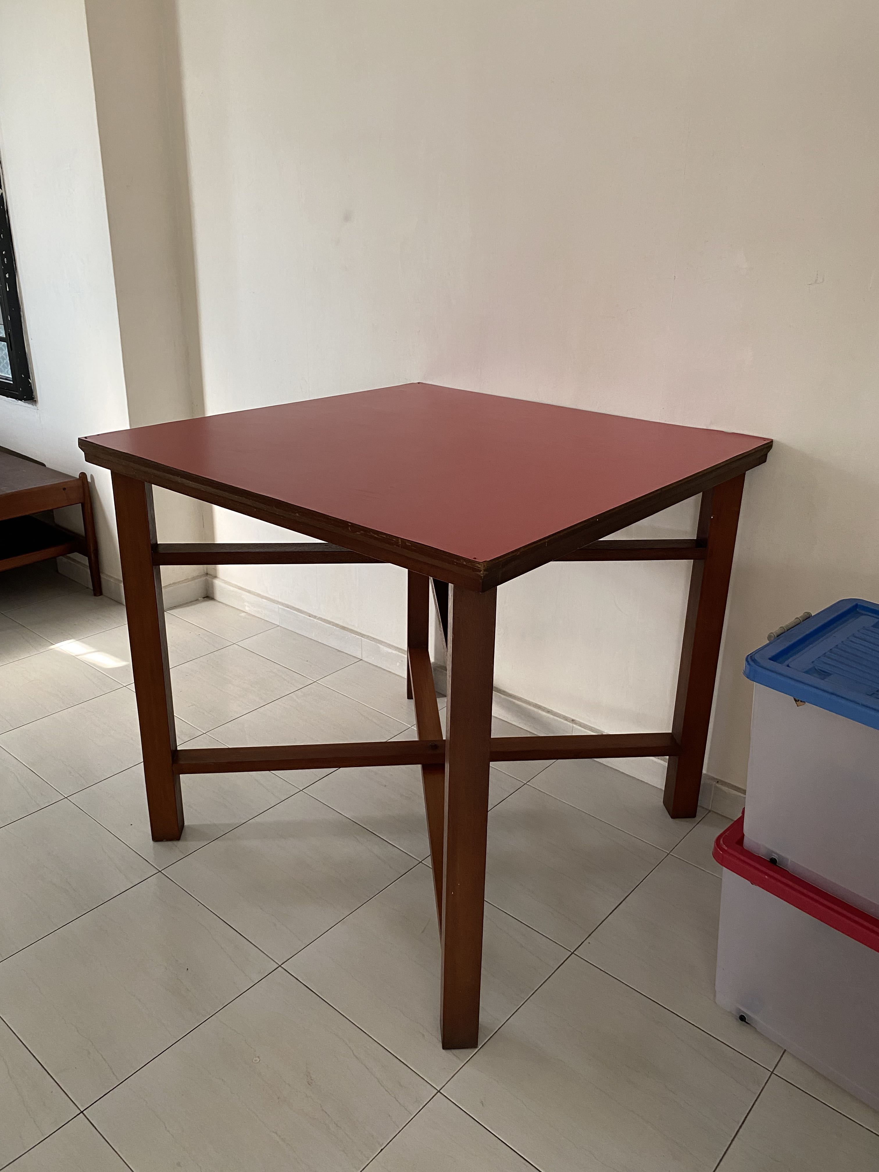 Teak Wood Portable Bar Height Table, Furniture & Home Living, Furniture