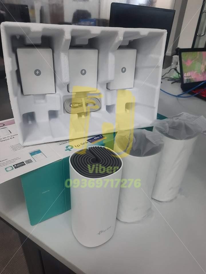 TP-Link Deco E4 AC1200 Mesh WIFI System (3pcs in 1 package) | Same day delivery COD (Category: Networking) located in Pasig City. Submitted by fjEgangan (Listing ID 1106167586, Image 3). Description: ❗❗ Brand new and on stock for sale ❗❗ ⭐ TP-Link Deco E4 AC1200 IN 3-PACK ⭐ PRICE: 4950.00 ✅ Connections up to 100 devices ✅ 2.4GHZ (300mbps) & 5GHZ (867mbps) connection ✅ High-speed downloading ✅ No more buffering ✅ 802.11 ac wireless technology ✅ WI