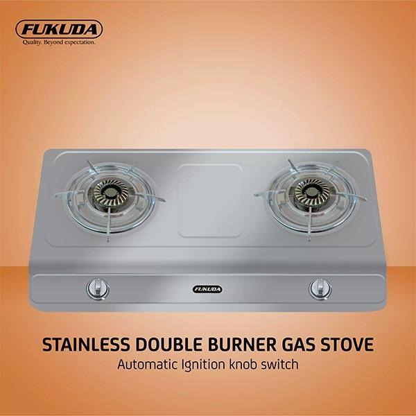 FUKUDA Two Burner Gas Stove Stainless with Auto Ignition. New in box