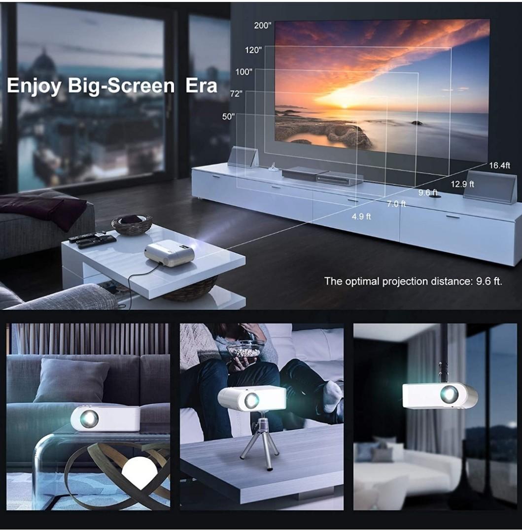 YABER V2 WiFi Mini Projector 7000L [Projector Screen Included] Full HD