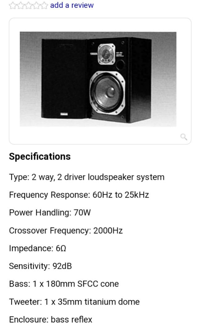 Yamaha speaker, Audio, Other Audio Equipment on Carousell
