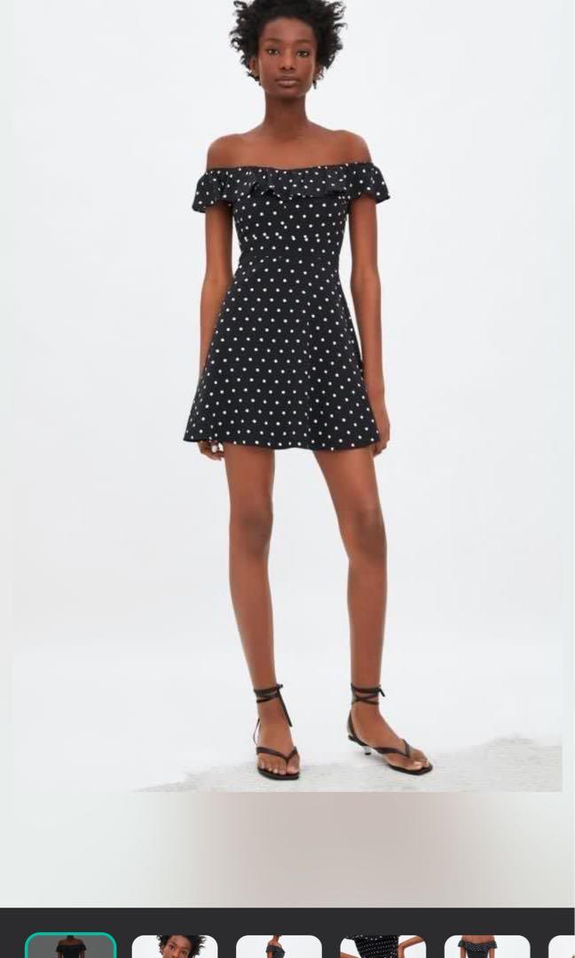 Polka dot off the shoulder dress hotsell