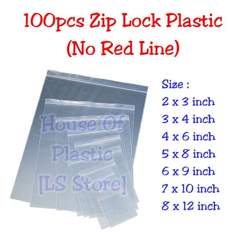 Zip Lock Pouch Bags (6 inch x 8 inch, 100 Pieces, Transparent)