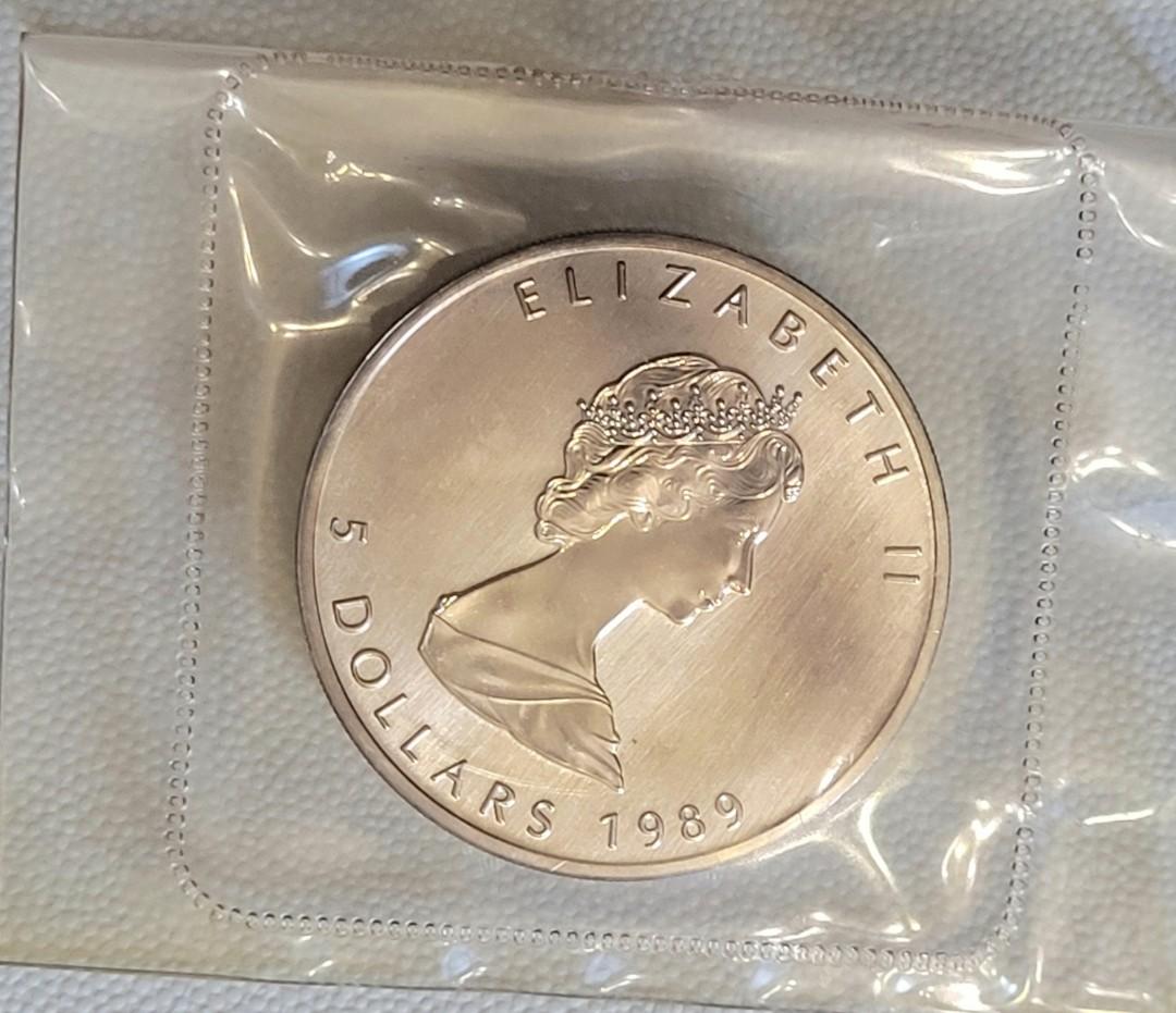 1989 1 oz 加拿大楓葉銀幣, 興趣及遊戲, 收藏品及紀念品, 錢幣- Carousell