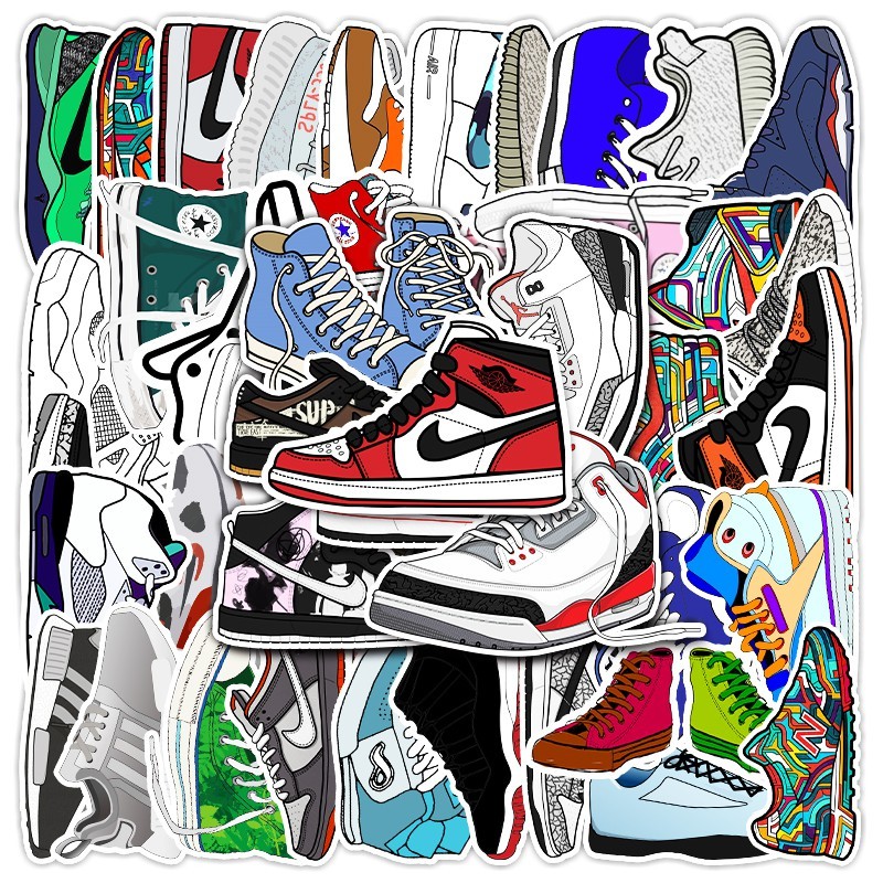 50 Pcs Nike Air Jordan Waterproof Sticker Skateboarding Hobbies Toys Stationery Craft Art Prints on Carousell