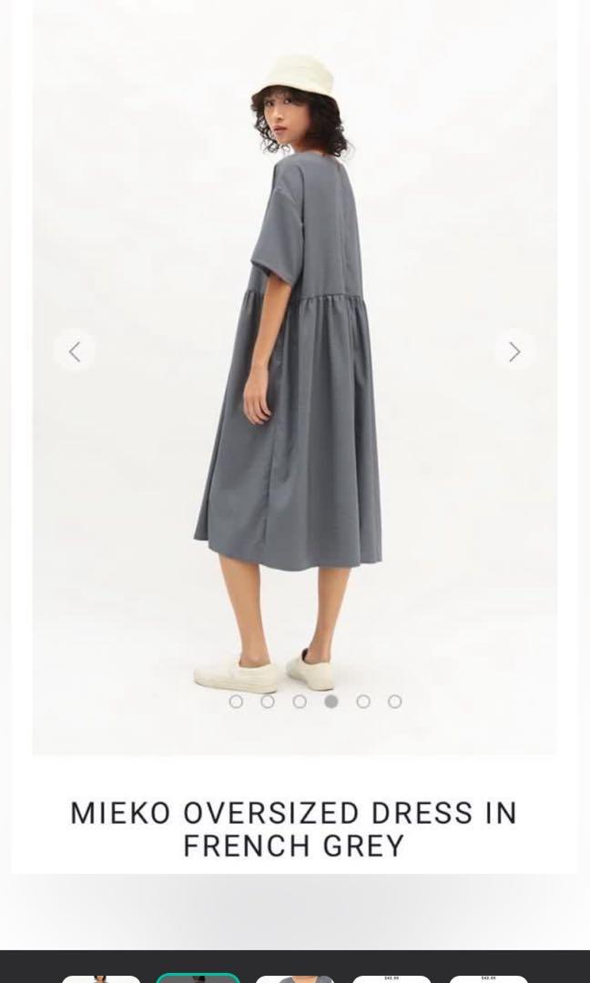 Bnwt Aforarcade Mieko Oversized Dress In French Grey Women S Fashion Dresses Sets Dresses On Carousell