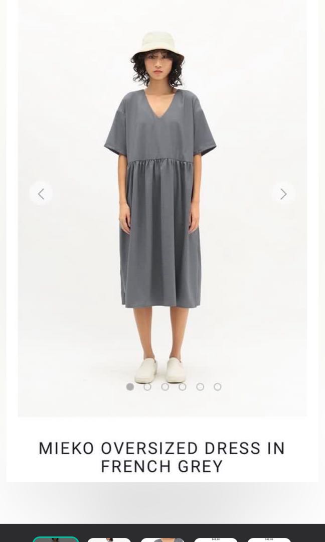 Bnwt Aforarcade Mieko Oversized Dress In French Grey Women S Fashion Dresses Sets Dresses On Carousell