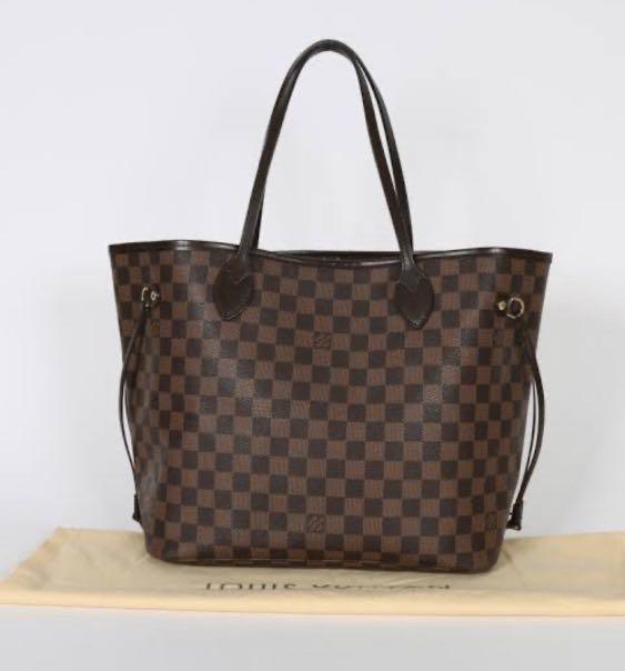 Authentic Louis Vuitton Damier Ebene Canvas NeverFull GM HandBag (Category: Luxury Bags & Wallets) located in Quezon City. Submitted by liz.ty (Listing ID 1111025594, Image 3). Description: Detailed Features 39 x 32 x 19 cm (Length x height x width ) Cerise Red Damier Ebene coated canvas Natural cowhide-leather trim Striped textile lining Gold-color hardware 4 side laces Hook closure Flat, textile-lined zipped inside pocket Removable zipped pouch