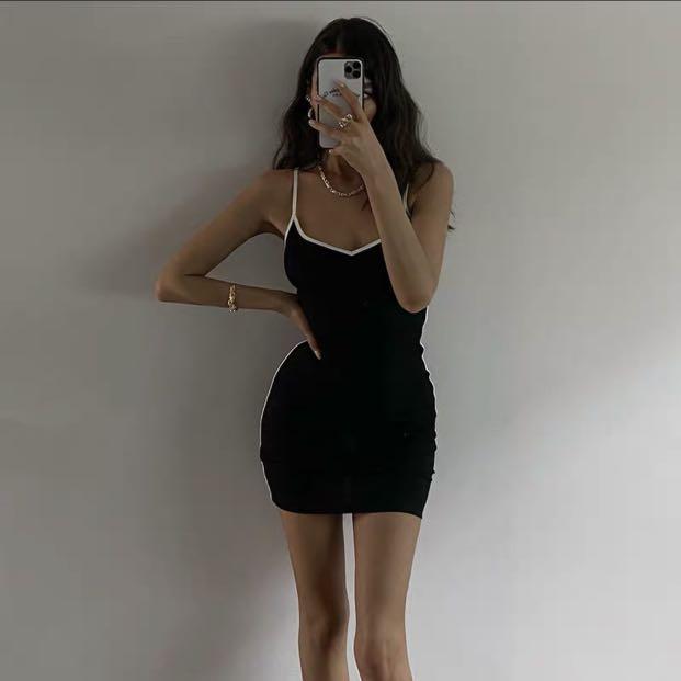 Korean spaghetti strap shop dress