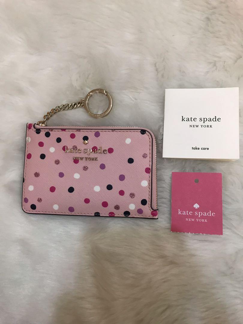 BN Authentic Kate Spade staci festive confetti medium l zip card holder