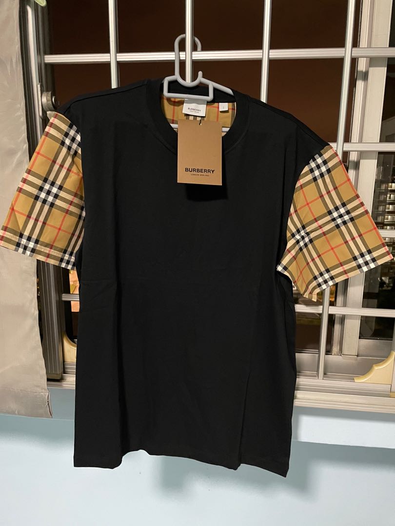 Burberry check deals sleeve t shirt