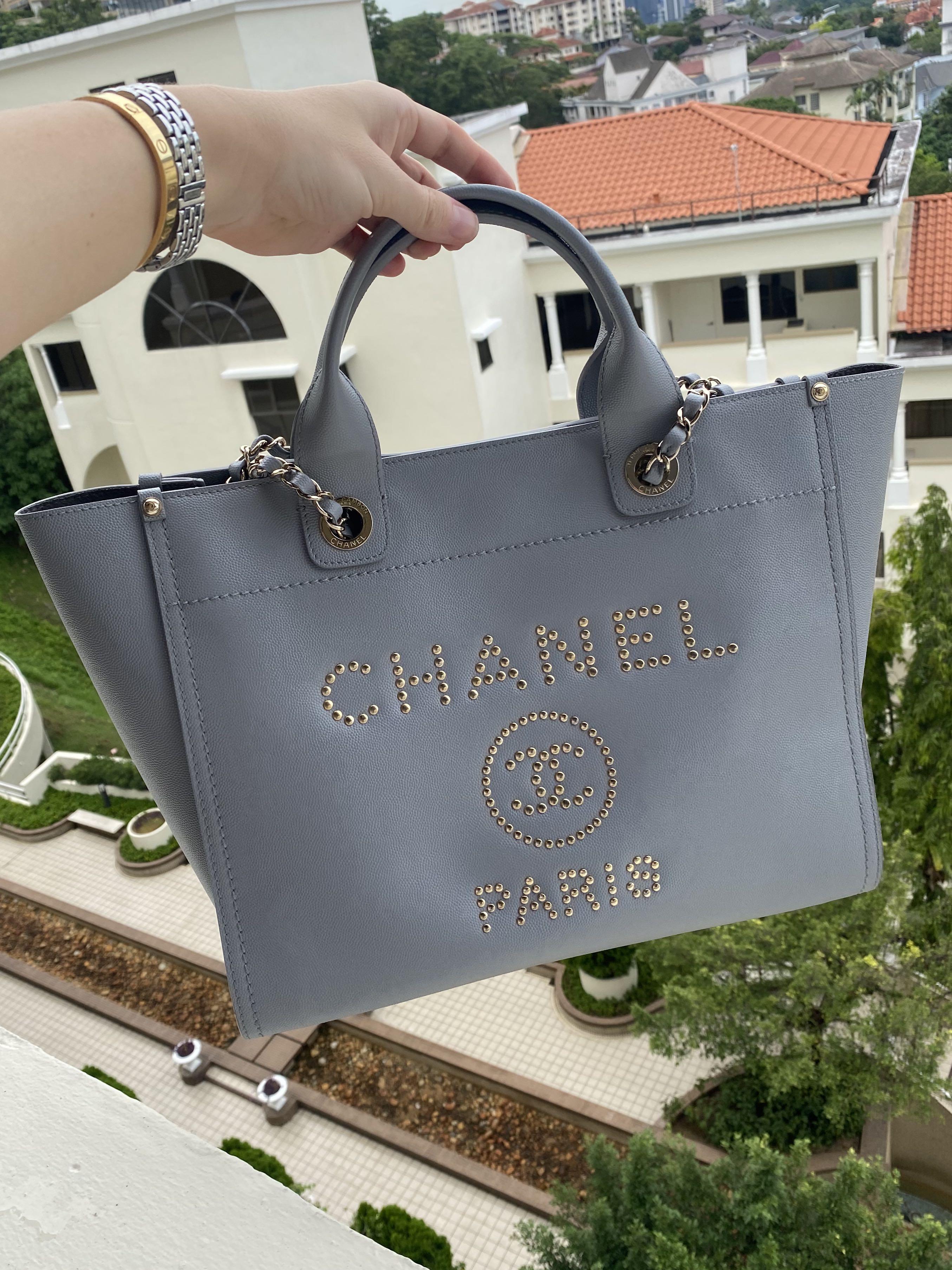 Chanel Grey Canvas and Leather Medium Deauville Shopper Tote