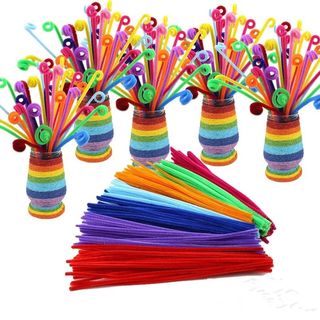 The Crafts Outlet Chenille Sparkly Stems, Pipe Cleaner, 12-in 30-cm, 10-pc, Mixed Pack